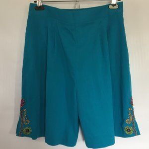 90's Embroidered Crepe High Rise Mom Shorts /Sz.14